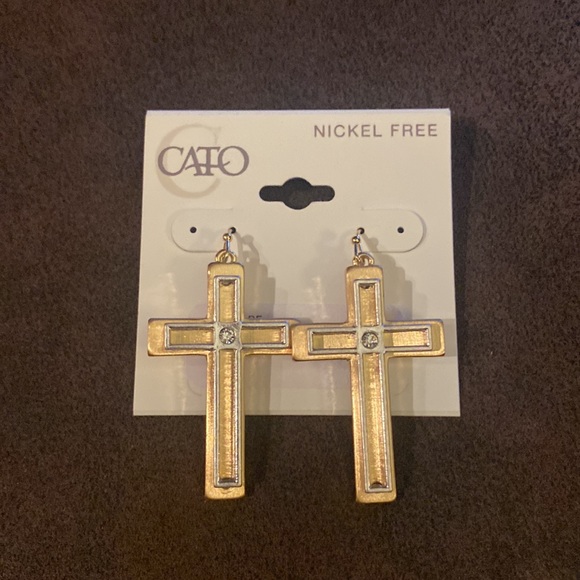 Cato Jewelry - Cato Two-Tone Cross Earrings Nickel Free NWT